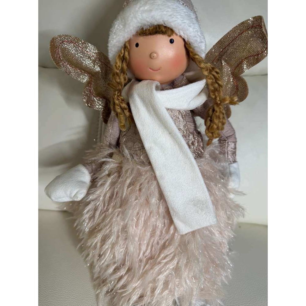 Plush Angel Doll Christmas Decor Winter Fairy Ornament Glitter Wings Plush